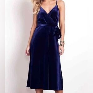 Ali & Jay sleeveless velvet faux wrap dress, navy blue XS